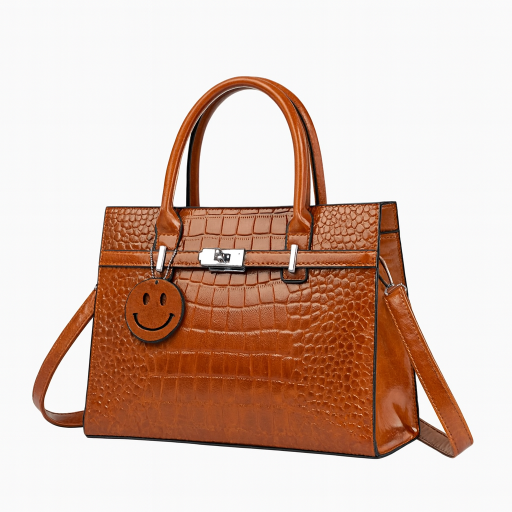 Ensemble 3 pièces : cabas croco, bandoulière & pochette