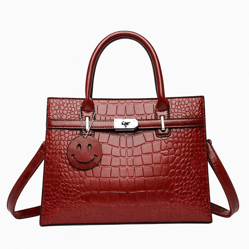 Ensemble 3 pièces : cabas croco, bandoulière & pochette