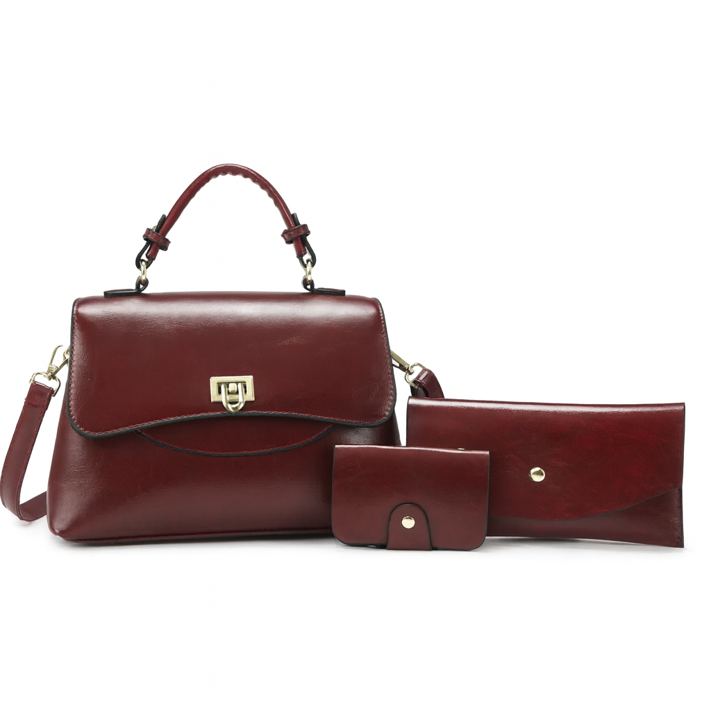 Ensemble 3 pièces : sac à main, pochette & porte-cartes