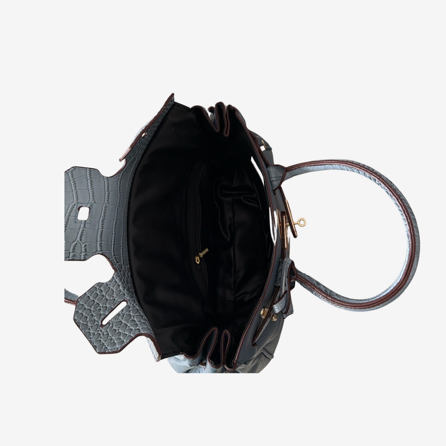 Ensemble 3 pièces : sac cabas, pochette et bandoulière effet croco