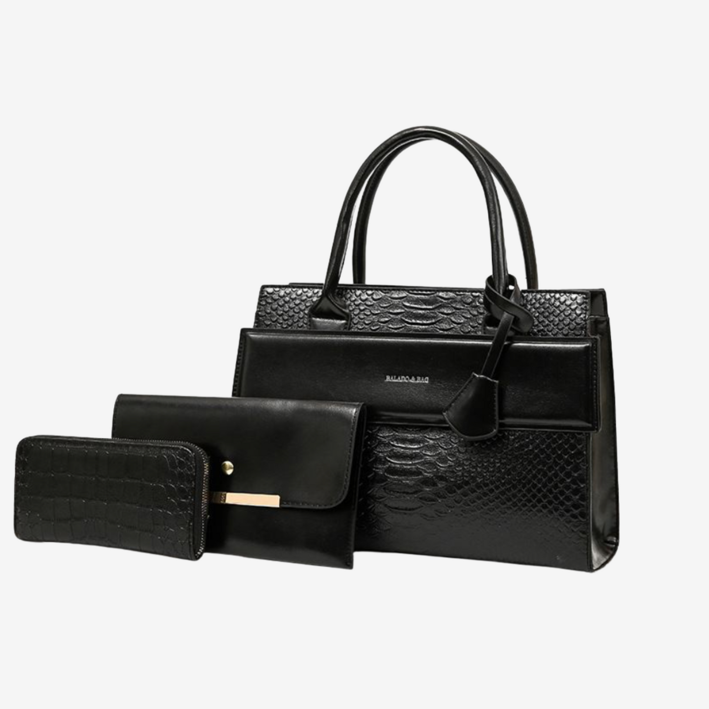 Ensemble 3 pièces : sac à main, pochette & portefeuille avec bandoulière