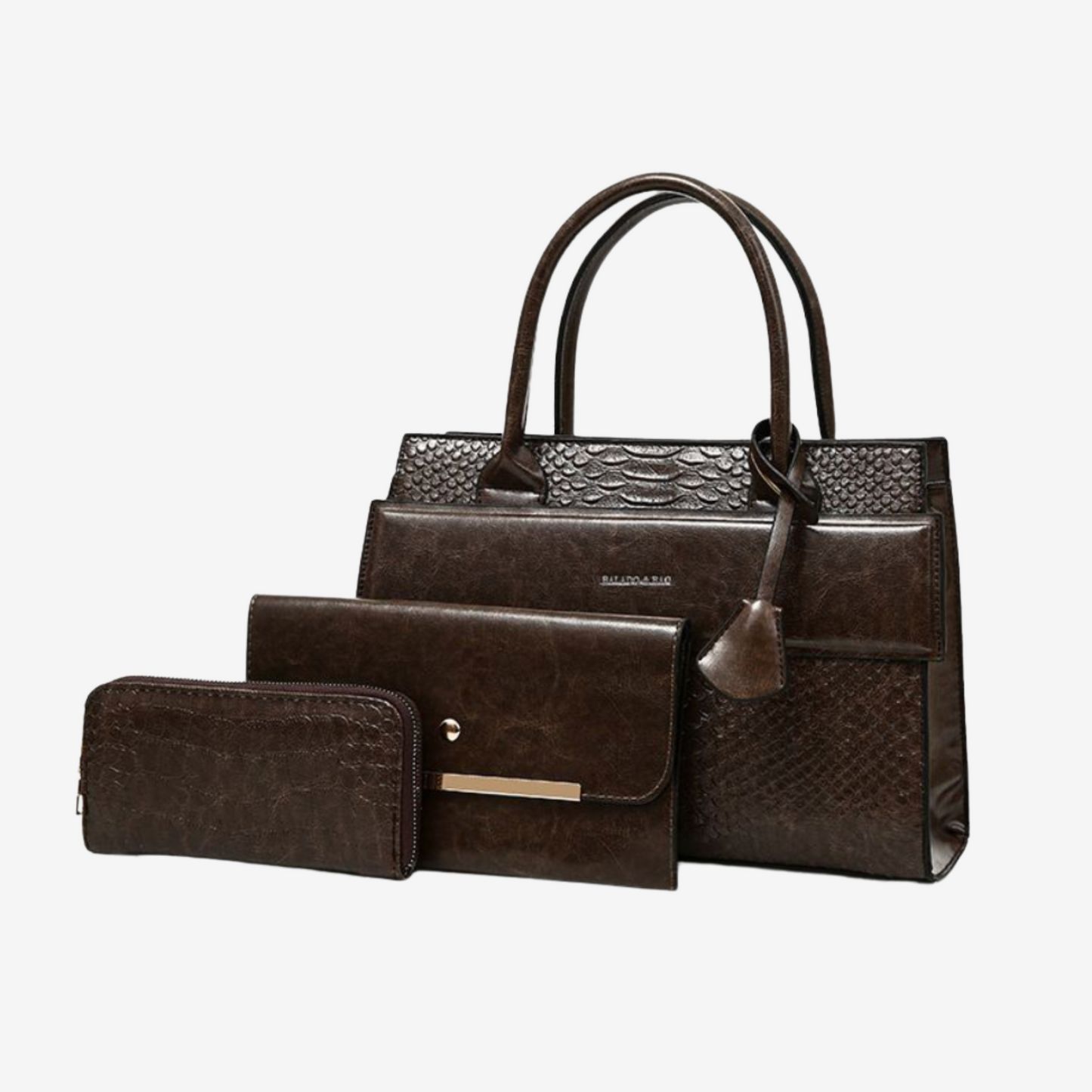 Ensemble 3 pièces : sac à main, pochette & portefeuille avec bandoulière