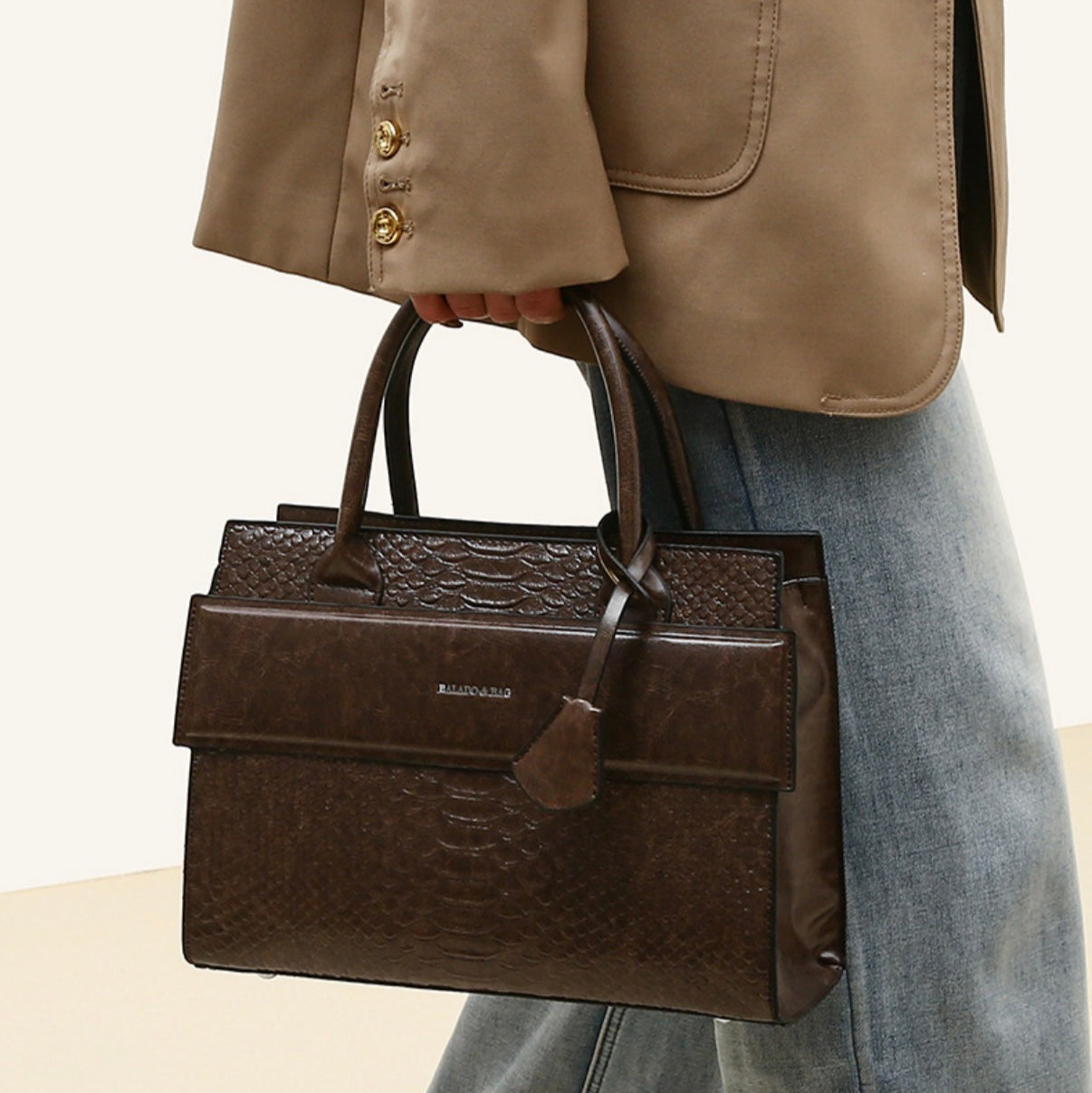 Ensemble 3 pièces : sac à main, pochette & portefeuille avec bandoulière