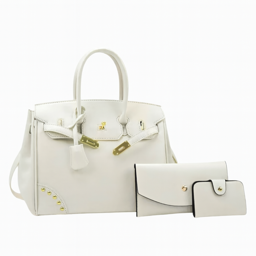 Ensemble 3 pièces : sac à main, pochette & porte-cartes avec bandoulière