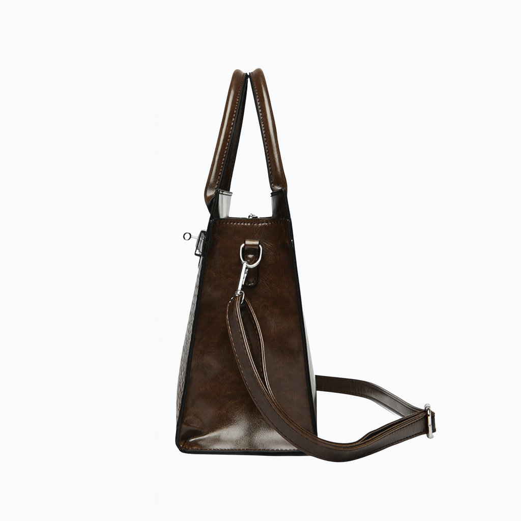 Ensemble 3 pièces : cabas croco, bandoulière & pochette